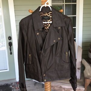 Ann Taylor soft brown leather jacket (L)